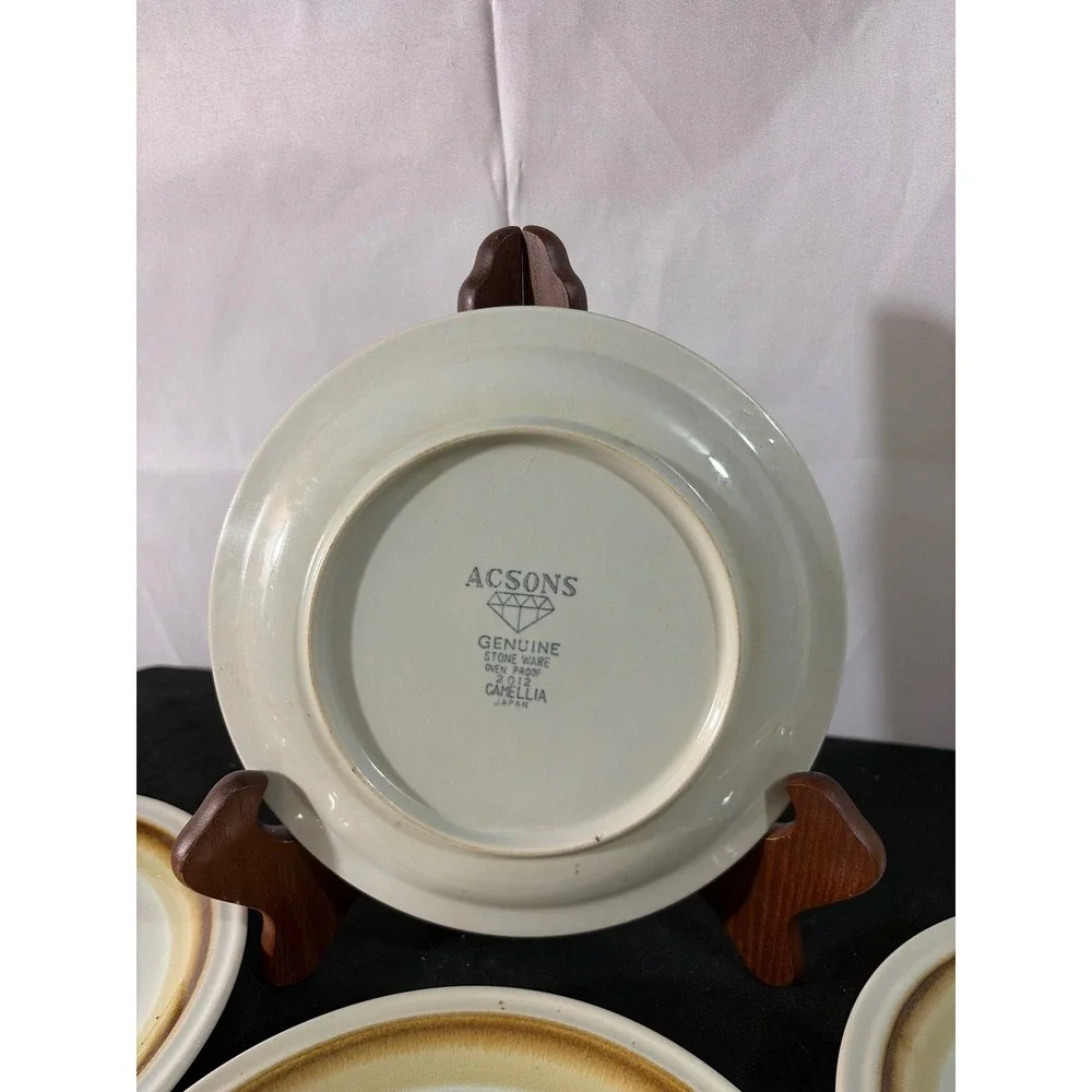 Acsons Camellia 2012 Salad Plates Set of 4 Yellow Floral Stoneware Japan 7.5